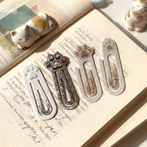 DIY cat paw bookmark resin molds set including four different glitter and white styles