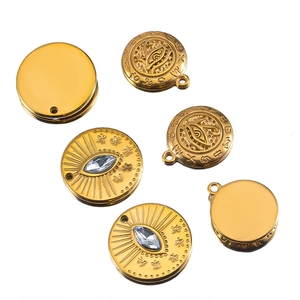 Vintage gold evil eye pendant in stainless steel with marquise cubic zirconia for DIY jewelry