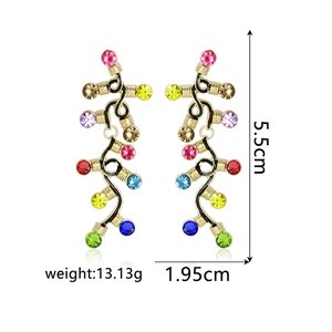 Detail view of colorful bulb-shaped Christmas earrings with dimensions 5.5cm by 1.95cm