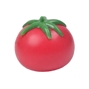 Giocattolo antistress a forma di pomodoro rosso realistico con stelo verde
