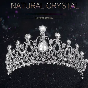 Luxurious bridal tiara featuring teardrop crystals on a shimmering silver alloy base