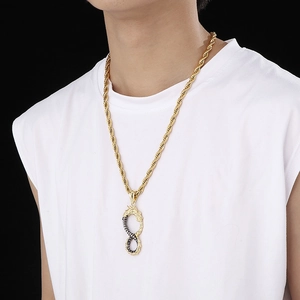 Gold and black infinity symbol dragon pendant necklace for men in stainless steel
