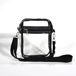 Transparent Crossbody Bag Clear PVC Waterproof Stadium Approved Shoulder Bag With Adjustable Strap Zippered Closure