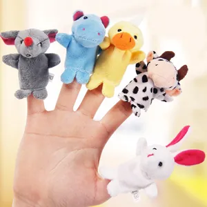 5-piece animal plush finger puppet set for toddlers including mouse hippo and rabbit