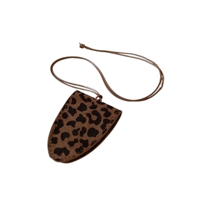 Leopard print faux leather eyewear case necklace with magnetic closure for women