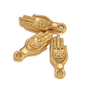 Hamsa Hand Evil Eye Pendant 304 Stainless Steel 18K Gold Plated Vintage DIY Jewelry Making Finding Retro Accessory
