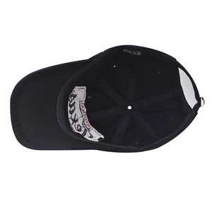 Detail view showing internal structure and 100% cotton wash label of Texas baseball cap