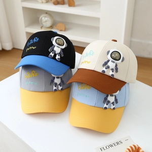 Kids Baseball Cap Astronaut Robot Cotton Breathable Sun Hat Adjustable Contrast Color Future Partner Embroidery