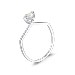 Bague ouverte géométrique en argent sterling S925 avec cristal carré poli