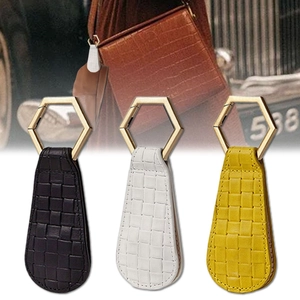 Three-color woven PU leather magnetic hat clips with golden hexagonal metal buckles