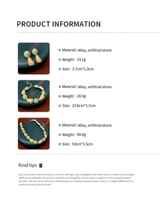 Tableau détaillé des tailles pour parure vintage collier, bracelet et boucles d'oreilles