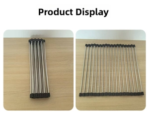 Detailed comparison of the roll-up sink drying rack in folded and unfolded states