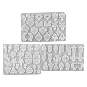 DIY silicone molds set for resin earrings and pendants with heart and leaf shapes