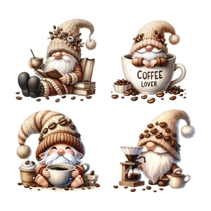 Autocollants café gnome Père Noël marron pour décoration de chambre et de placard