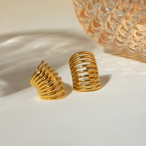 Minimalist 18k gold plated stainless steel spiral spring ear clips for women