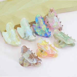 Retro Heart Hair Claw Clips Acetate PVC Marble Pearlescent Sweet Hair Styling Accessories For Women Girls Cute