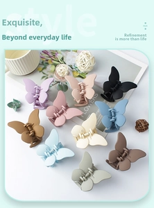 Set of 10 matte butterfly hair clips in various Morandi colors for elegant hairstyles