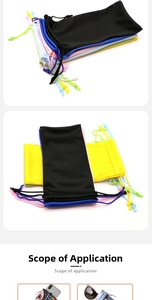 Microfiber drawstring pouches for smartphone and sunglasses storage in multiple colors