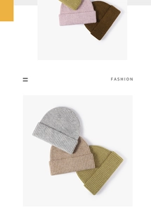 Detail showing various colors and thick ribbed knit texture of winter wool beanies