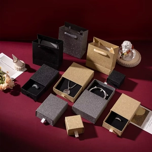 Glitter Paperboard Jewelry Box Drawer Style Jewelry Gift Packaging Case For Ring Earring Necklace Jewelry Storage Display Box
