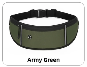 Détail de la sacoche de sport vert armée avec trou pour écouteurs et bandes réfléchissantes