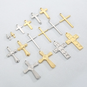 Cross Pendant Stainless Steel Hip Hop Punk Religious Style For DIY Jewelry Making Necklaces Gold Silver Color