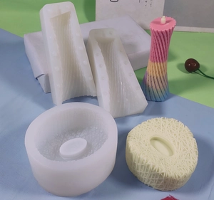Detailed macro view of spiral and woven textured silicone molds for DIY ice cream and candles