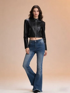 High Waisted Flare Jeans For Women Washed Denim Pants With Raw Hem Slim Fit Bell Bottom Trouser