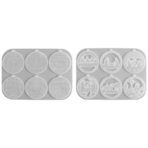 Moldes de silicona para colgantes navideños redondos para joyería DIY y escenas de belén