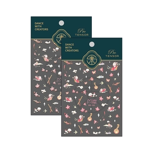 Traditional Chinese style nail art stickers with cute fox and rabbit cartoon designs