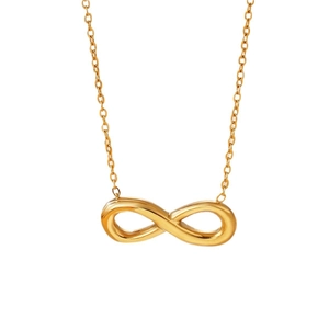 Elegant 18k gold plated infinity pendant necklace with minimalist titanium steel chain