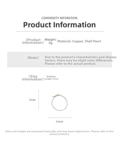 Detail specifications of double-layered pearl necklace with 41cm length and 5g weight