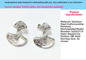 Detailed macro view showing the twisted fan texture of the stainless steel earrings