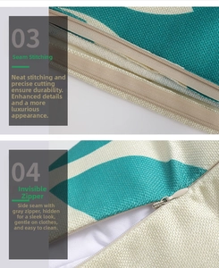 Detail of hidden zipper and reinforced stitching on linen Christmas pillowcase