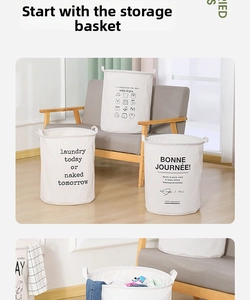 Close-up of foldable waterproof laundry baskets with handles and printed patterns