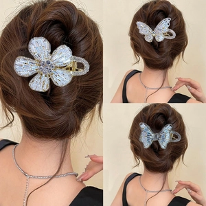 Elegant Alloy Zircon Hair Claw Clips Butterfly Flower Bow Design Ponytail Hair Grips For Women Hair Accessories