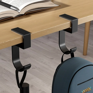 Space Aluminum Desk Side Bag Hook Portable No Drill Table Edge Backpack Umbrella Holder For School Office Home