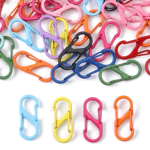 Candy Colored Alloy S-Shaped Carabiner Double Spring Buckle Lacquered Metal Clip For Backpack Connector DIY Keychain Accessory