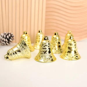 Christmas Bell Ornaments Electroplated Plastic Merry Christmas Embossed Holiday Tree Party Decorations Gold Silver