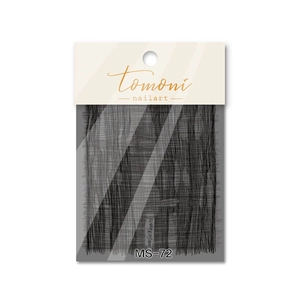 Close-up of MS-72 nail art sticker with black mesh pattern on retail hanging card