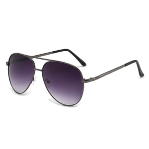 Classic aviator sunglasses with purple gradient lenses and gunmetal double-bridge frame