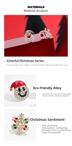 Detailed view of Christmas stud earrings with elk and snowflake charms in eco-alloy