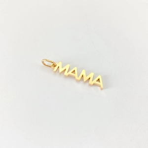 Polished gold MAMA letter pendant charm for DIY necklaces and vintage jewelry