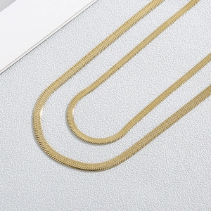 Minimalist double layer gold snake chain necklace in high quality stainless steel