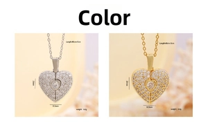 Detail of heart wing pendant with dimensions 25mm by 18.3mm and micro-pave cubic zirconia