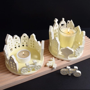 Easter hollow house and rabbit silicone mold for DIY resin candle holder and night light