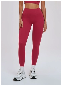 Détail du legging de yoga sans couture taille haute en tissu de compression élastique