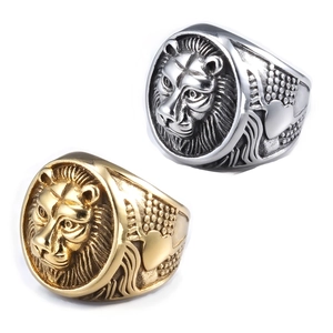 Lion Head Ring 316L Stainless Steel Retro Punk Gothic Hip Hop Signet Jewelry For Men