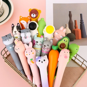 Kawaii Cartoon Decompression Gel Pen PU Slow Rebound Stress Relief Animal Astronaut Office Supplies