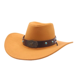 Chapeau de Cowboy de l'Ouest pour Hommes Femmes Chapeau Feutre Vintage Fedora Avec Boucle Étoile Ceinture en Cuir Turquoise Large Bord Chapeau de Jazz Ethnique